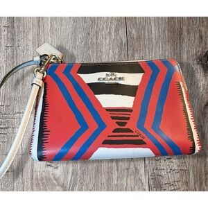 Coach Fire Dance Women's Wristlet Multicolor Wallet Red Blue White Black